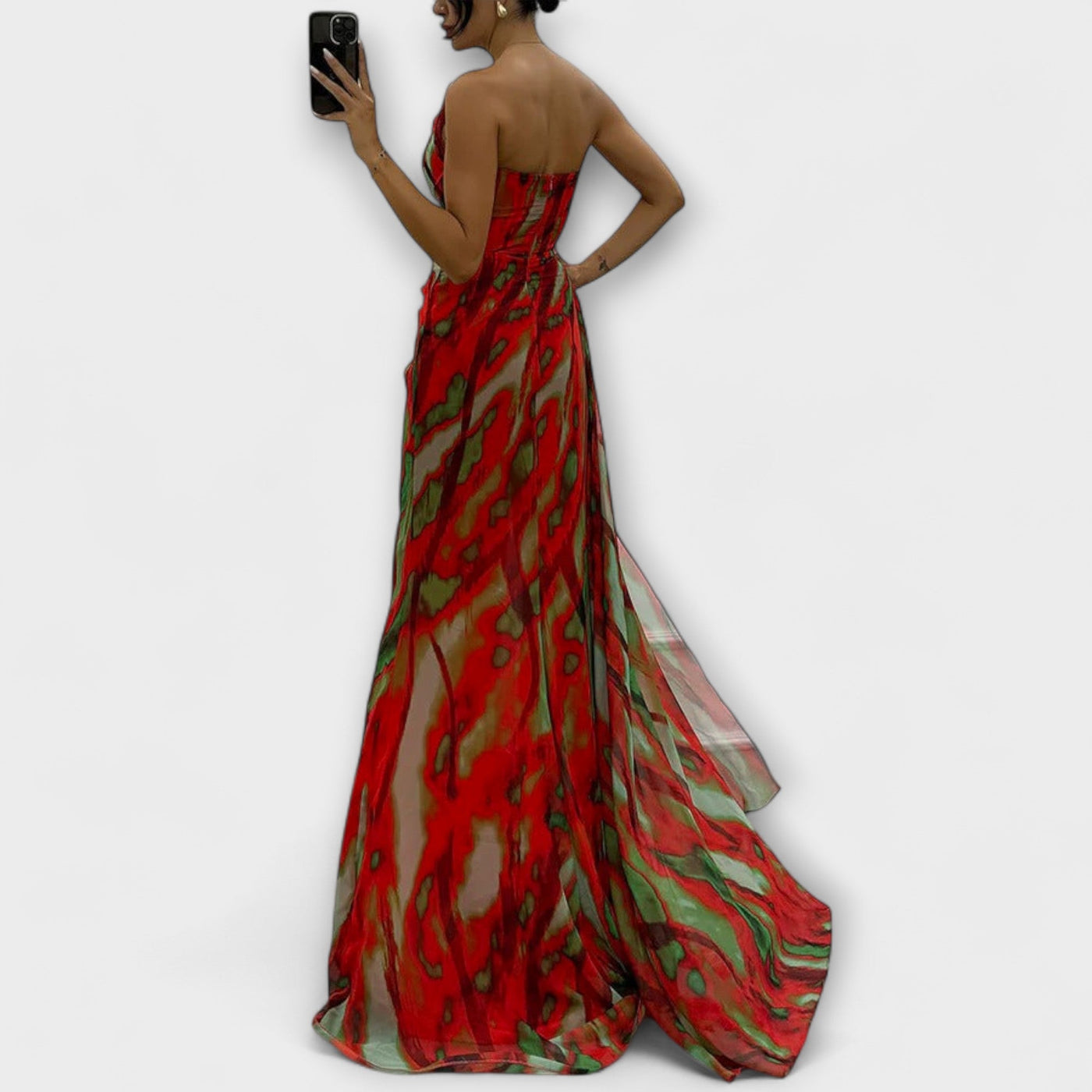 Renata | Jednoramenné maxi šaty s potiskem