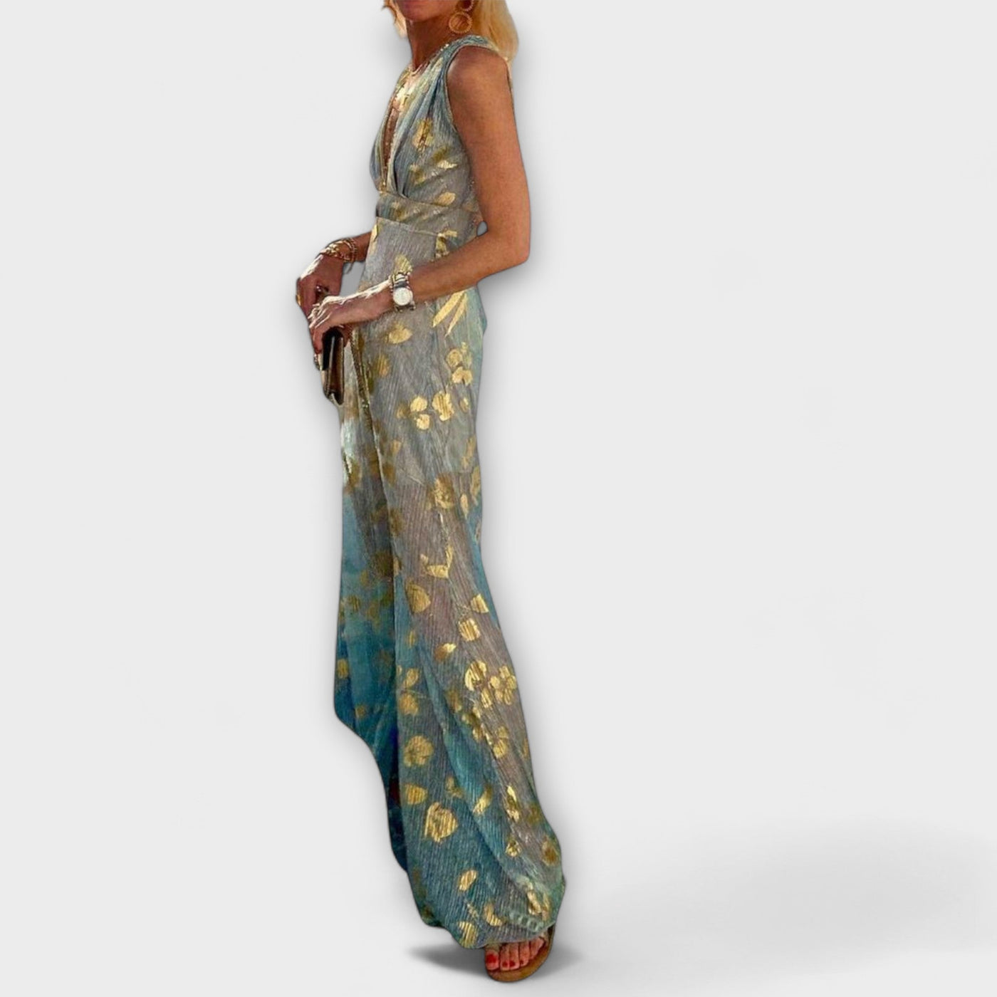 Elvira | Maxi šaty s flitrovými detaily a výstřihem do V