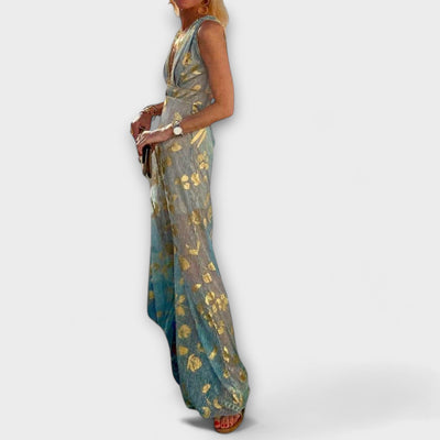 Elvira | Maxi šaty s flitrovými detaily a výstřihem do V