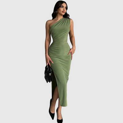 Kaia | Jednoramenné plisované midi šaty