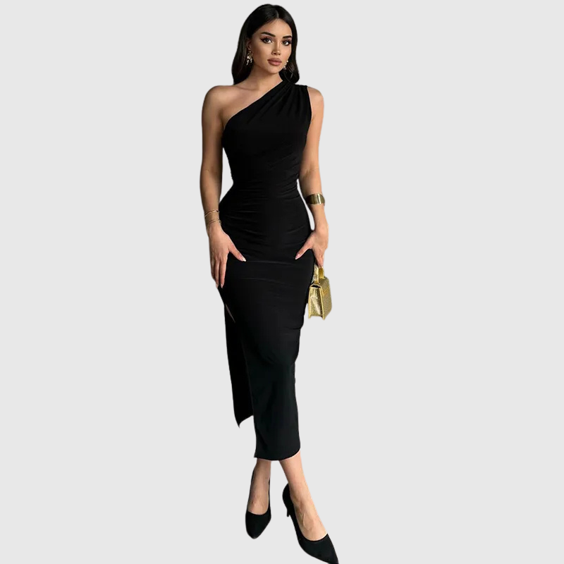 Kaia | Jednoramenné plisované midi šaty