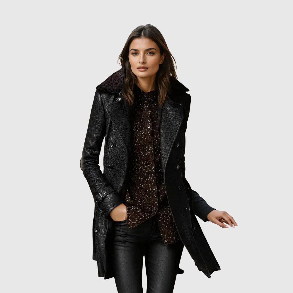 Dagmara | Elegantní kožený kabát