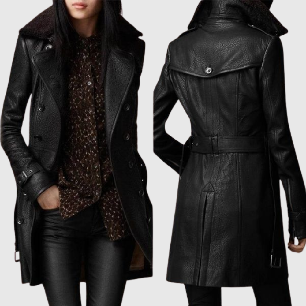 Dagmara | Elegantní kožený kabát