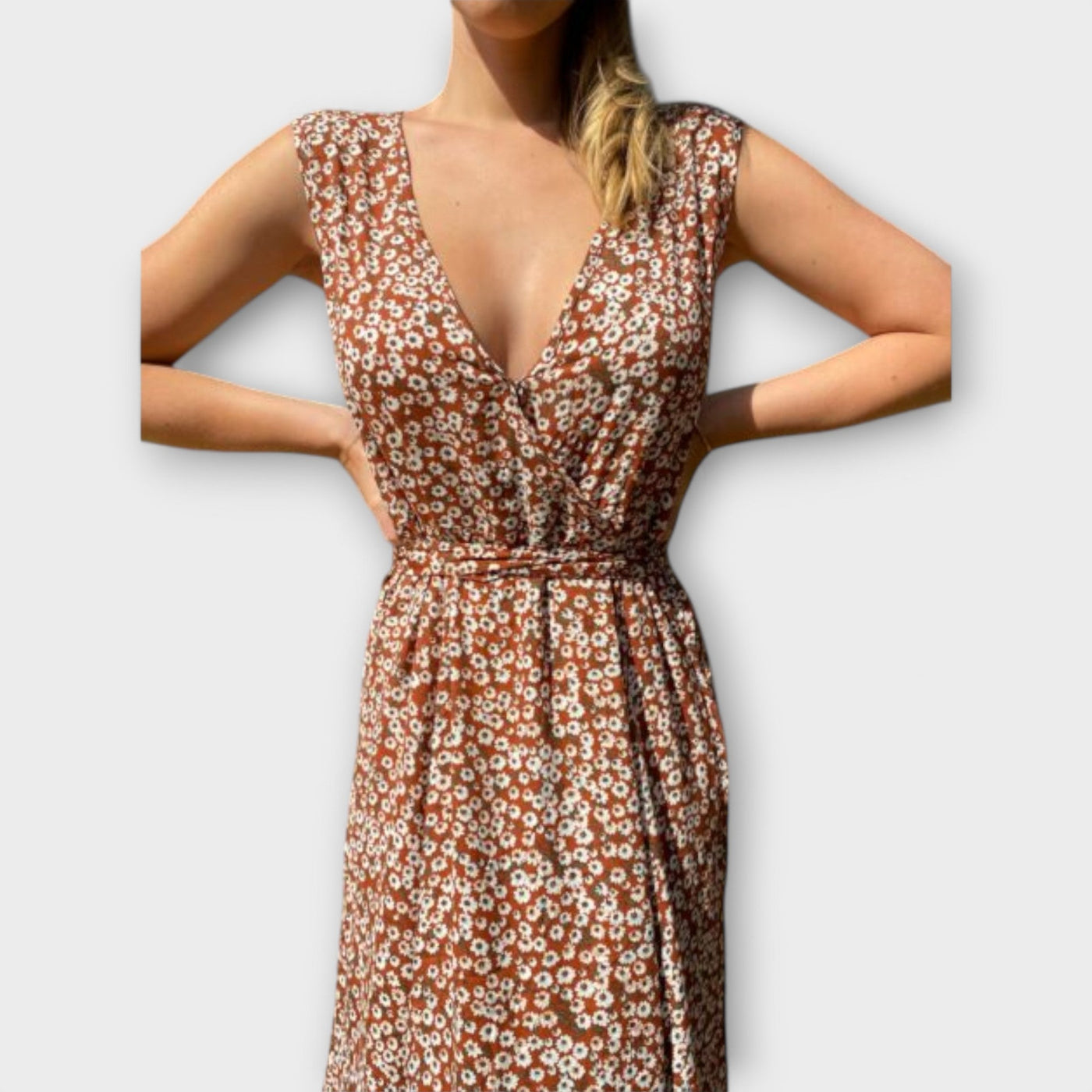 Gita | Letní boho maxi šaty bez rukávů s květinovým vzorem