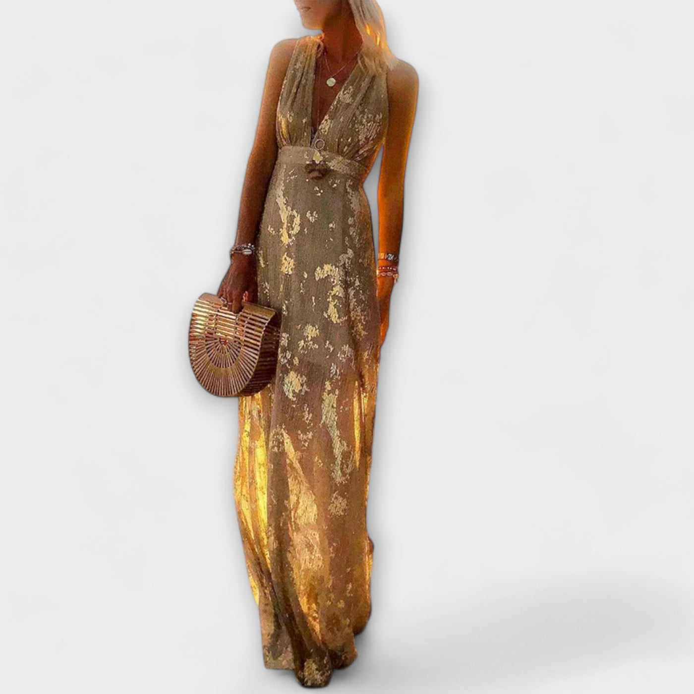 Elvira | Maxi šaty s flitrovými detaily a výstřihem do V