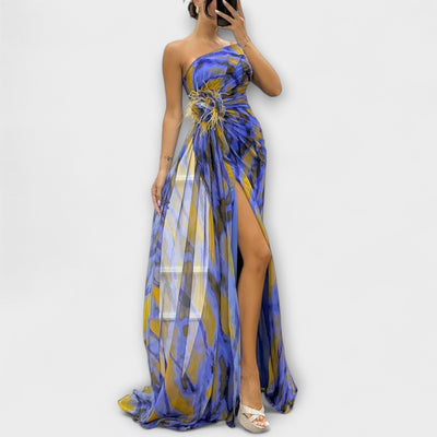 Renata | Jednoramenné maxi šaty s potiskem